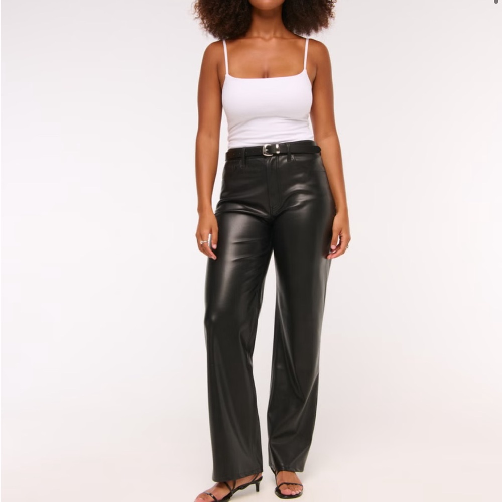 Abercrombie & Fitch Loose High Rise Vegan Leather Pants